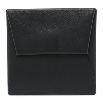 Pre-owned Hermes Bastia Black Epsom Leather Coin Purse/coin Case ()