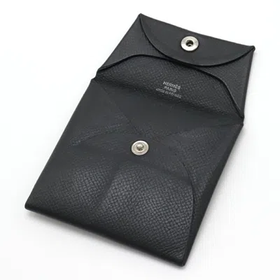 Pre-owned Hermes Bastia Black Epsom Leather Coin Purse/coin Case ()