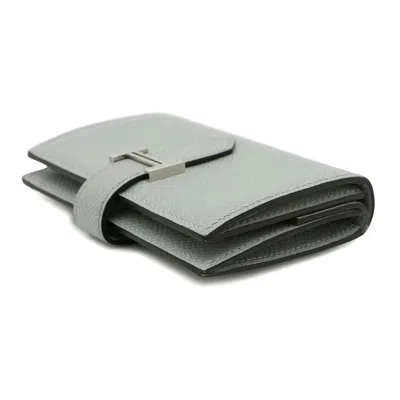 Pre-owned Hermes Bearn Silver Blue Epsom Leather Wallet (bi-fold) ()