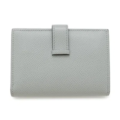 Pre-owned Hermes Bearn Silver Blue Epsom Leather Wallet (bi-fold) ()