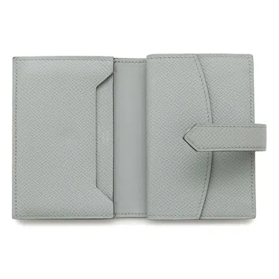 Pre-owned Hermes Bearn Silver Blue Epsom Leather Wallet (bi-fold) ()
