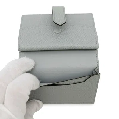 Pre-owned Hermes Bearn Silver Blue Epsom Leather Wallet (bi-fold) ()