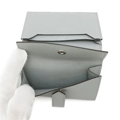 Pre-owned Hermes Bearn Silver Blue Epsom Leather Wallet (bi-fold) ()