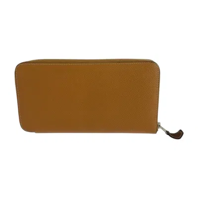 Pre-owned Hermes Brown Epsom Leather Long Wallet (bi-fold) ()