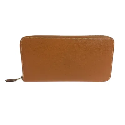 Pre-owned Hermes Gold Brown Epsom Leather Long Wallet (bi-fold) ()