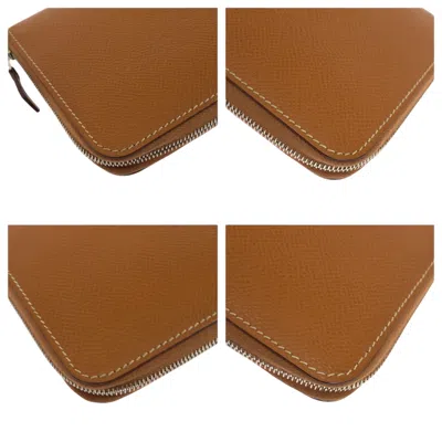 Pre-owned Hermes Gold Brown Epsom Leather Long Wallet (bi-fold) ()