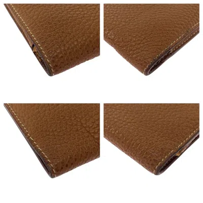 Pre-owned Hermes Gold Brown Togo Leather Long Wallet (bi-fold) ()