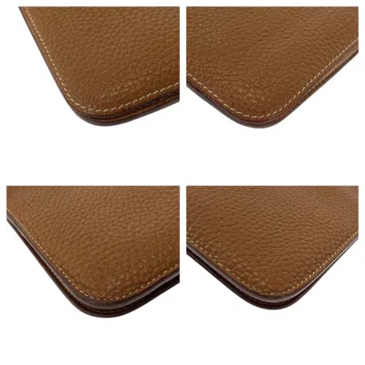 Pre-owned Hermes Gold Brown Togo Leather Long Wallet (bi-fold) ()