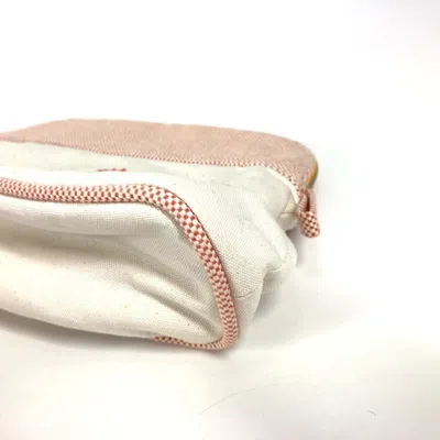 Pre-owned Hermes Pink White Canvas Pouch Wash Bag ()