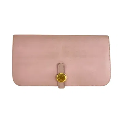 Pre-owned Hermes Pink Rose Sakura Swift Leather Long Wallet (bi-fold) ()