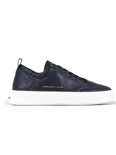 Alexander Smith Casual Blue Cow Leather Sneakers In Blue