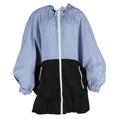 Marni Color Block Zip-up Long Sleeve Rain Jacket In Blue Nylon In Blue