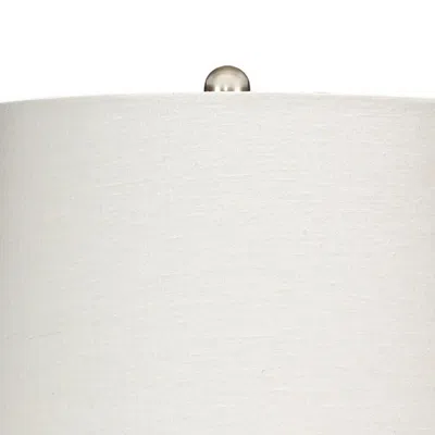 Hivvago Cape 22 Inch Contemporary Rattan Table Lamp, Hand Woven, Linen Shade, Brown In White