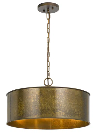 Hivvago 60 X 3 Watt Round Metal Frame Chandelier With 6 Foot Chain, Distressed Gold In Brown
