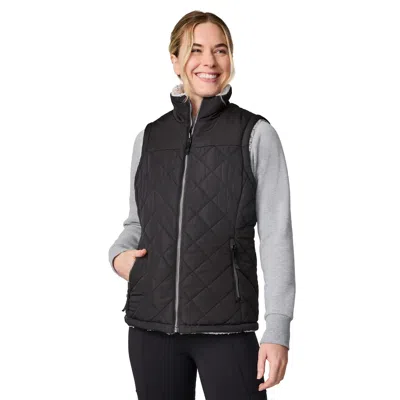 Free Country Womens Reversible Midweight Quilted Vest In Black