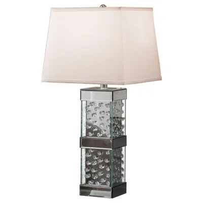 Hivvago 26 Inch Table Lamp, Empire Shade, Crystal Glass Stand, Clear Finish In Multi