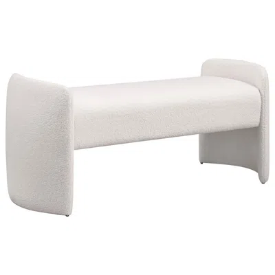 Hivvago Perie Accent Bench, Modern Ivory Boucle, Soft Foam Cushions, 55 Inch In White