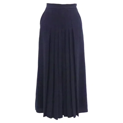 Max Mara Pleated Midi Skirt In Navy Blue Triacetate In Blue