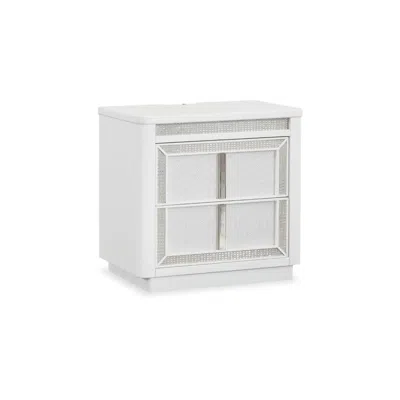 Hivvago Canaal Nightstand, 2 Drawer, White Solid Wood, 28 Inch, Led Light In White