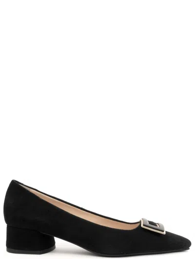 Sergio Moretti Classic Closed Mid-heel Pumps With Buckle Detail In Black