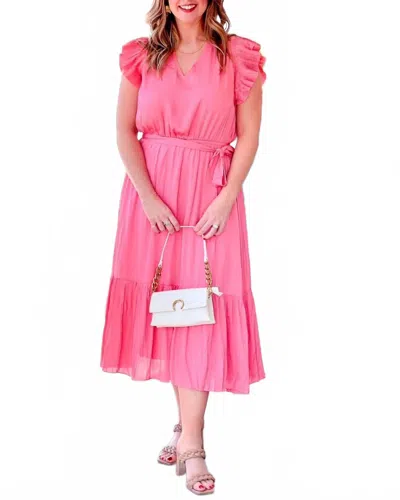 Current Air Allie Midi Dress In Pink In Pink