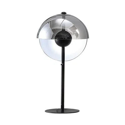 Hivvago 24 Inch Table Lamp, Accent Round Orb Glass Metal Shade, Black In Gray
