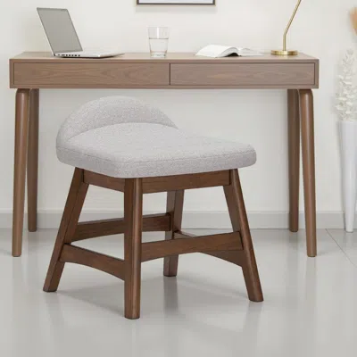 Hivvago Jeyn Home Office Desk Chair, Gray Padded Saddle Seat, Brown Wood In Brown