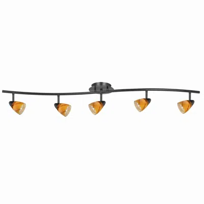 Hivvago 5 Light Glass Shade 120v Metal Track Light Fixture, Black And Yellow In Multi