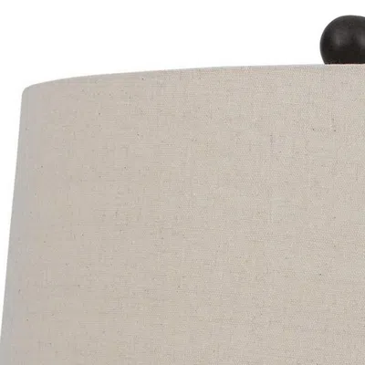 Hivvago 29 Inch Classic Table Lamp, Textured Lined Body, Ceramic, Charcoal Black In Neutral