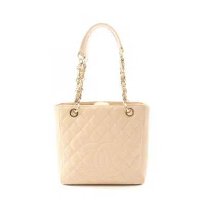 Pre-owned Chanel Leather Tote Bag () In Sand