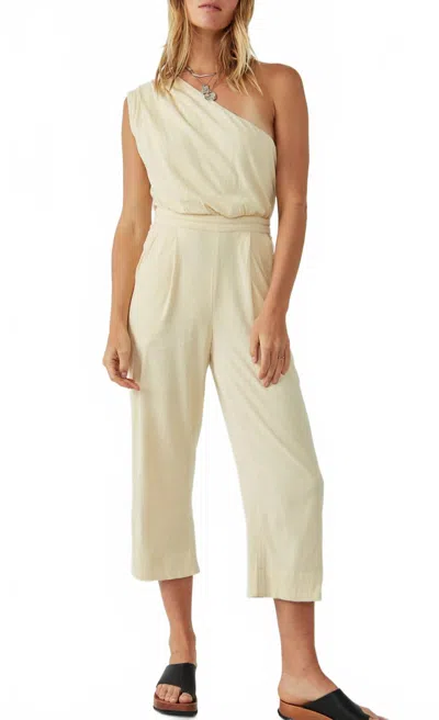 Free People One Shoulder High Waisted Jumpsuit In Tan In Neutral