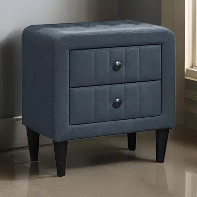 Hivvago Rheo Nightstand, 2 Drawers, 22 Inch Upholstered In Charcoal Gray Linen In Gray