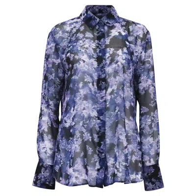 Altuzarra Chika Printed Blouse In Navy Blue Polyester In Multi