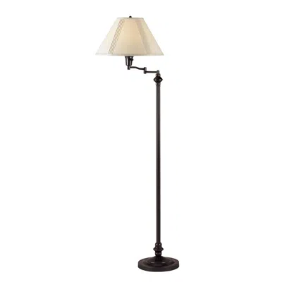Hivvago 150 Watt Metal Floor Lamp With Swing Arm And Fabric Conical Shade, Black In Multi
