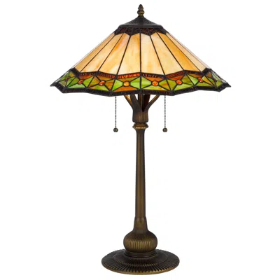 Hivvago Dio 62 Inch Table Lamp, Colorful Tiffany Style Stained Glass, Bronze Resin In Multi