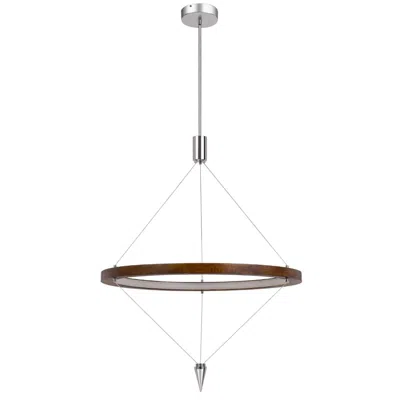 Hivvago Erbo 11 Inch Pendant Light Fixture, Dimmable Led, Pine Wood And Chrome In Multi