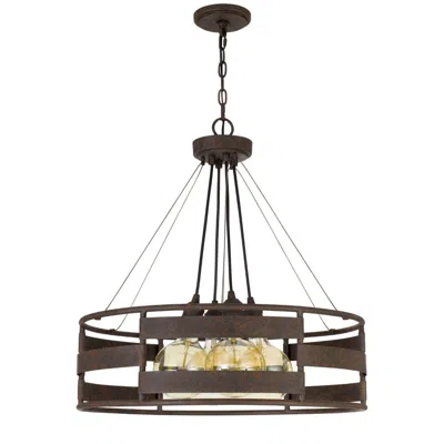 Hivvago Frot 24 Inch Chandelier W Light Bulbs, Suspended Cable Design, Rust In Brown