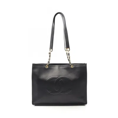 Pre-owned Chanel Leather Tote Bag () In Black