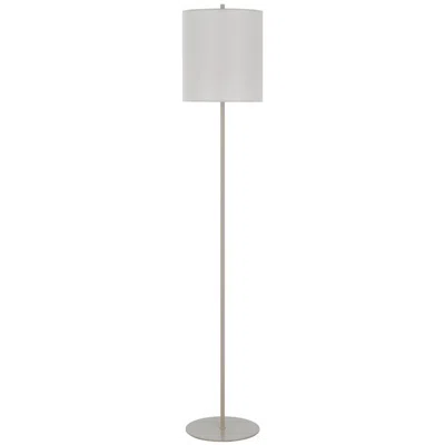Hivvago Plue 63 Inch Floor Lamp, Chrome Pole Round Base, Off White Drum Shade In White