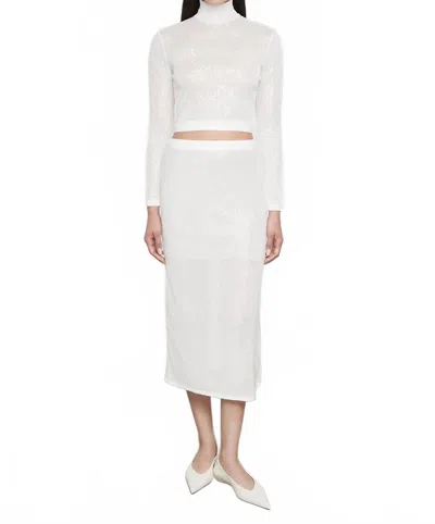 Enza Costa Sequin Bias Skirt In Off White In White