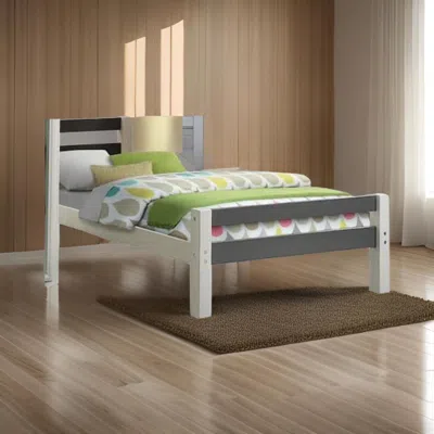 Hivvago Robin Twin Size Bed, Transitional Style White And Gray Wood Frame In White