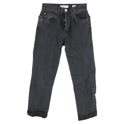Re/done 70s High-waisted Straight-leg Jeans In Grey Cotton In Animal Print