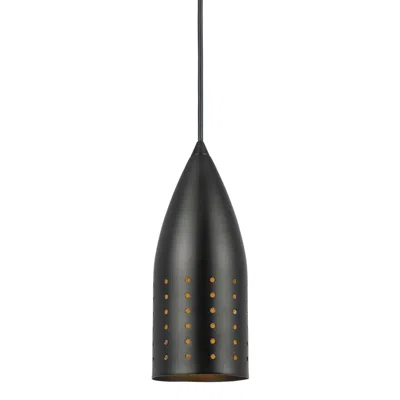 Hivvago 4 Inch Modern Pendant Light, Round Metal Shade, Oil Rubbed Black Bronze In Black