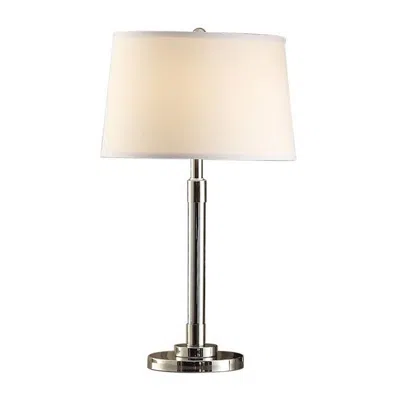 Hivvago 28 Inch Table Lamp Set Of 2, Empire Fabric Shade, Modern Nickel Base In Metallic