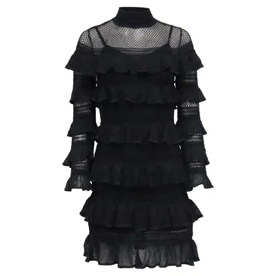 Zimmermann Zimmerman Crush High Neck Frilled Mini Dress In Black Polyester In Black