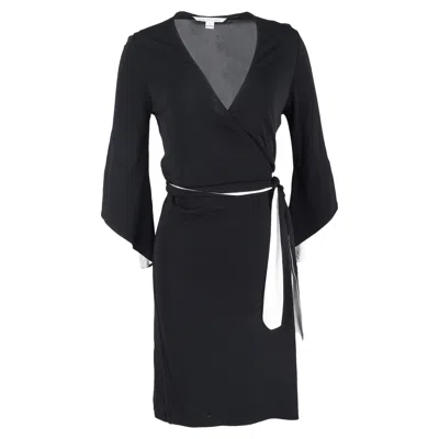 Diane Von Furstenberg Midi Wrap Dress In Black Viscose In Black