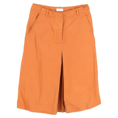 Dries Van Noten Pleated Midi Skirt In Orange Wool In Orange