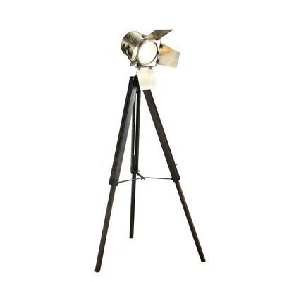 Hivvago 55 Inch Floor Lamp With Tripod Legs, Spotlight Design, Wood, Black Finish In Multi