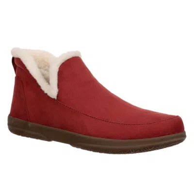 Vionic Sinclair Womens Faux Suede Slip On Ankle Boots In Red