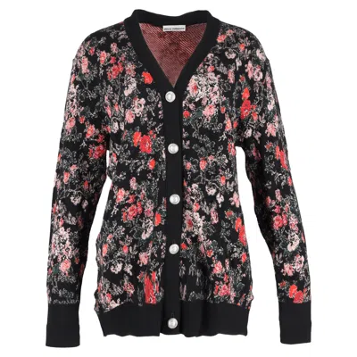 Rabanne Floral-print Cardigan In Multicolor Wool In Animal Print
